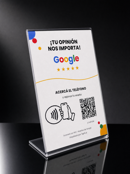 Cartel de reseñas de Google Tapit sobre fondo negro