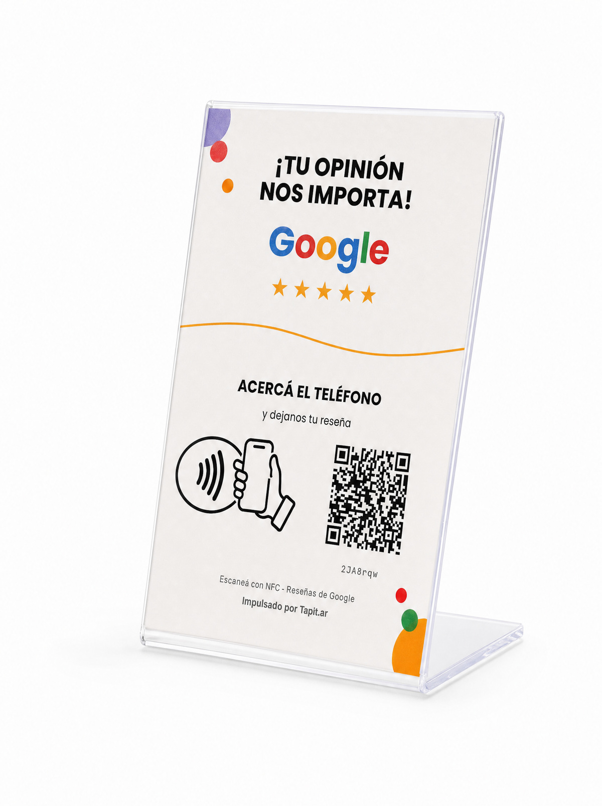 Cartel de reseñas de Google Tapit visto desde el lado derecho