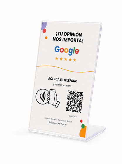 Cartel de reseñas de Google Tapit visto desde el lado derecho