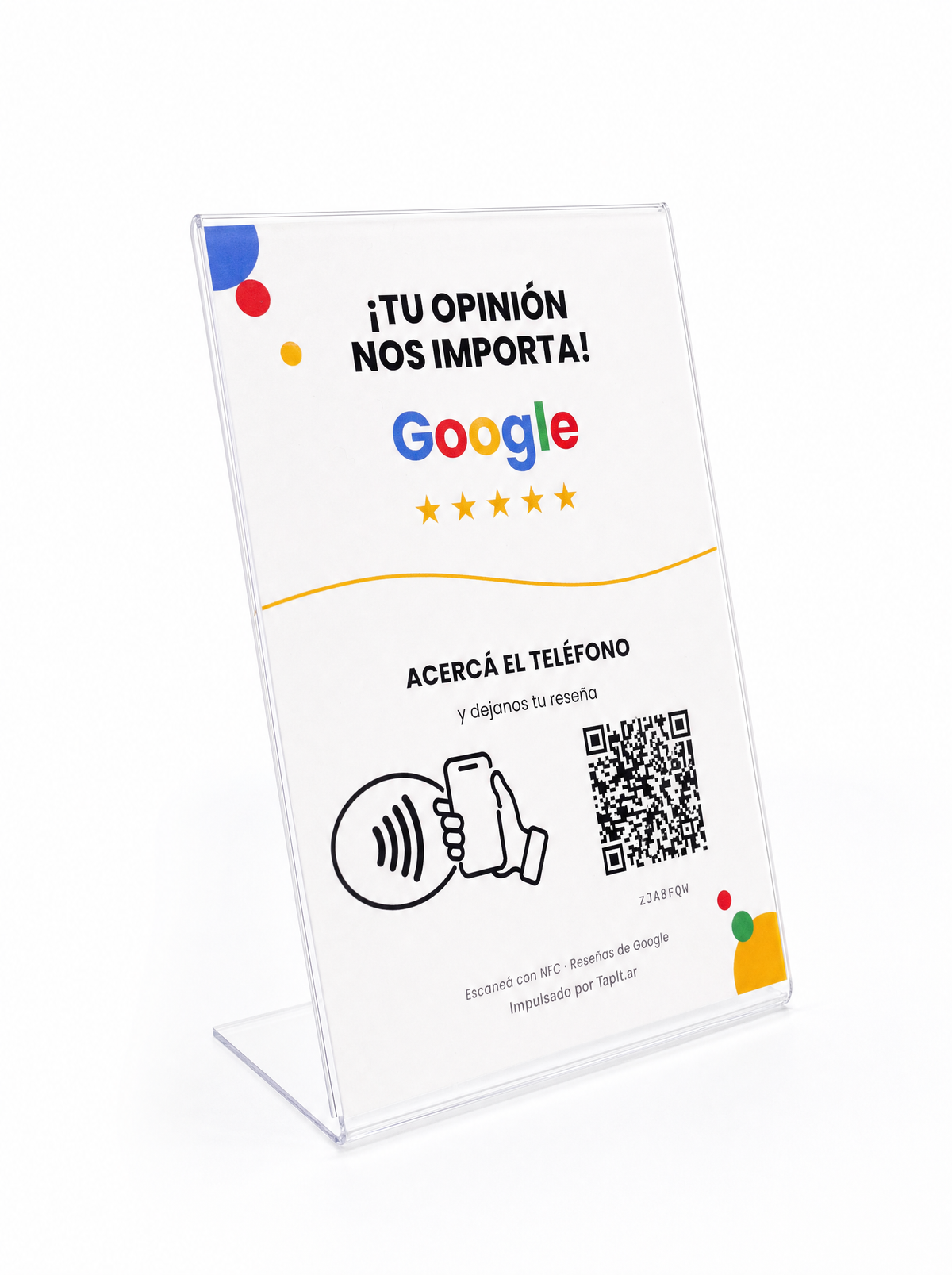 Cartel de reseñas de Google Tapit visto desde el lado izquierdo